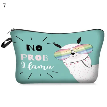

Makeup Bag Women Cosmetic Bag With Multicolor Pattern Alpaca 3D Printing neceser Toiletry Bag Travel makeup Organizer