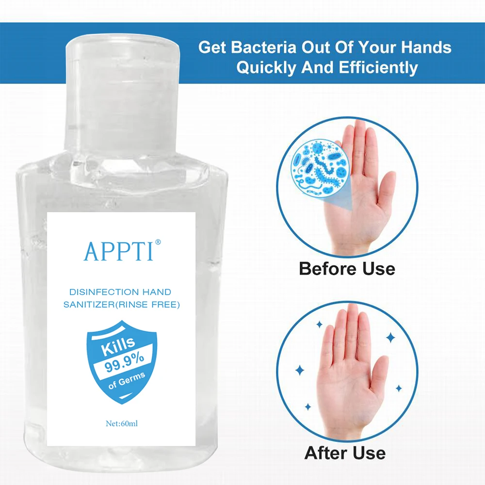 60ml 100ML Anti Bacterial Disposable Hand Sanitizer 75% Alcohol Hand Disinfection Gel Finse Free Gentle Hand Gel For Kids Adults 60ml 100ML Anti Bacterial Disposable Hand Sanitizer 75% Alcohol Hand Disinfection Gel Finse Free Gentle Hand Gel For Kids Adults
