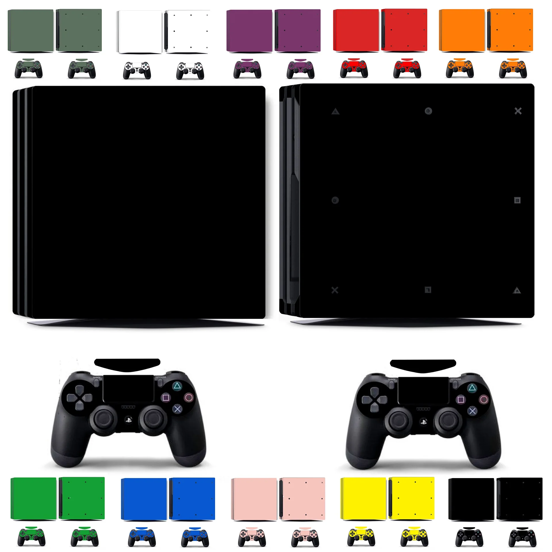 Десять чистых однотонных виниловых наклеек для Sony PS4 PRO PlayStation 4 и 2 чехла