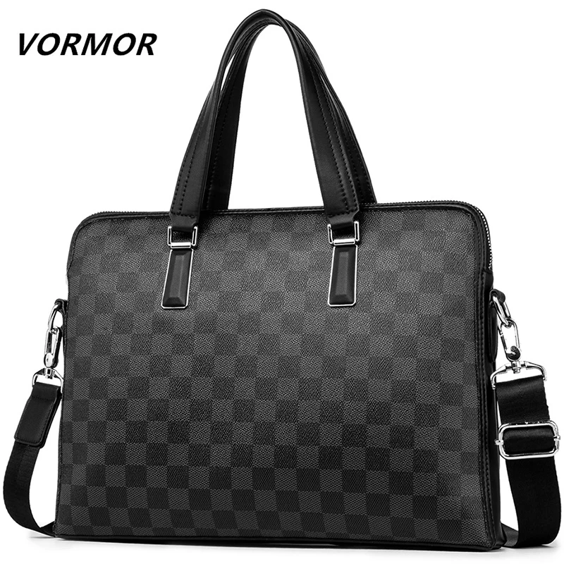 Мужской повседневный портфель VORMOR черный/синий из искусственной кожи на плечо