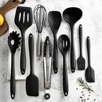 

10pcs Silicone Cooking Utensils Set Kitchen Tools Kitchenware Non-stick Spatula Spoon Oil Brush Heat-Resistant Dinnerware Set