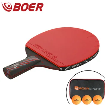 

BOER Table Tennis Racket Ping Pong Paddle Cover 3 Ball Set Long/Short Handle Durable And Practical High Quality raquete