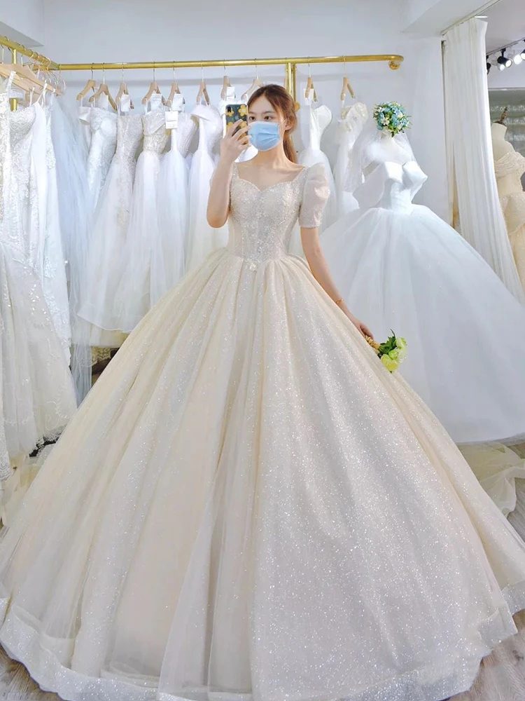 Tanio Lekka prosta suknia ślubna 2022 nowa księżniczka suknia dla sklep