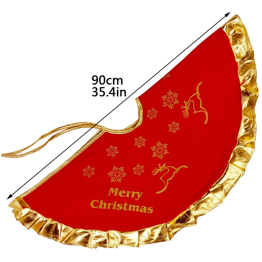 90 см Рождественская елка юбка Санта Клаус красная Золотая рамка коврик с изображением дерева юбка Новогоднее украшение для рождественской вечеринки