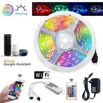 

LED Strip Light RGB 5050 SMD 2835 Flexible Ribbon fita led light strip RGB 5M 10M 15M Tape Diode DC 12V+ Remote Control +Adapter