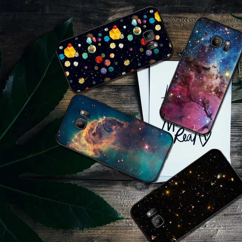 Soft Silicone Phone Case For Samsung S6 S7 Edge S8 S9 S10 PLUS NOTE 8 9 M10 20 30 Back Cover Amazing black and white stars | Мобильные