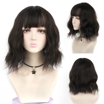 

LiangMo Short Wavy BOB Wigs for Black Women Synthetic Hair Wigs with Bangs Heat Resistant Christmas Cosplay Wig Synthetic Wig