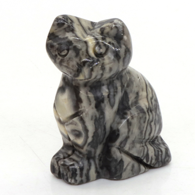 Stone Carving Cat Figurine Natural Gemstone Quartz Agate Jade Crystal Healing Animals Statue Home Decoration
