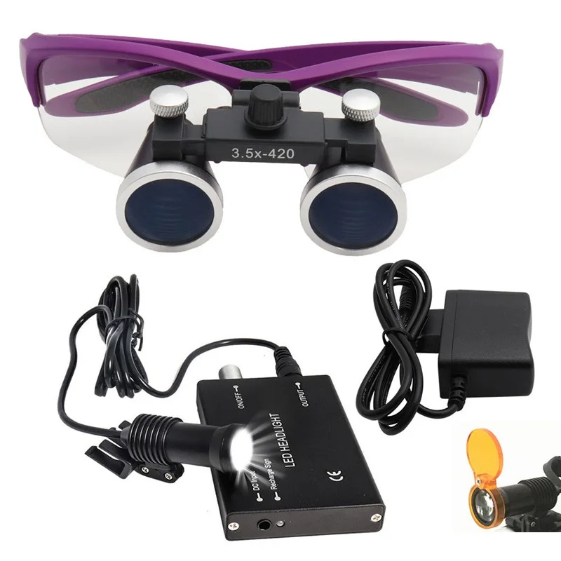 

5W Medical Headlight Dental Headlamp Filter+2.5/3.5X Magnifying Glass Medical Magnifier Surgical Dental Loupes Plastic Surgery