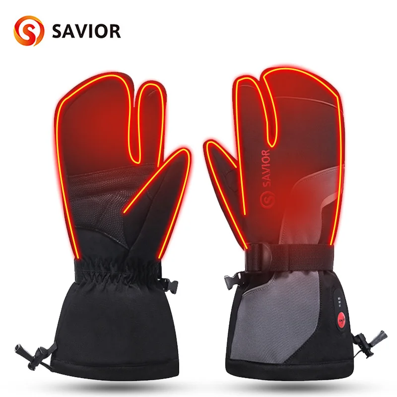 Перчатки с подогревом SAVIOR для мужчин женщин лыжные перчатки 3 пальцами 7 4 В