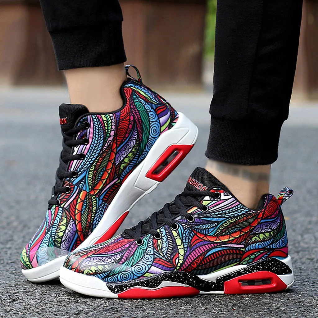 

Mens Sneakers Breathable Camouflage Running Shoes Man Women Height Increasing Lace-Up Casual Sports Shoes Couple Sports Shoes