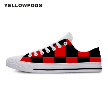 

Men Casual Shoes Black Red Squares Hot Fashion For High Quality Harajuku 3D Printing Black Red Squares Off White Shoes Man