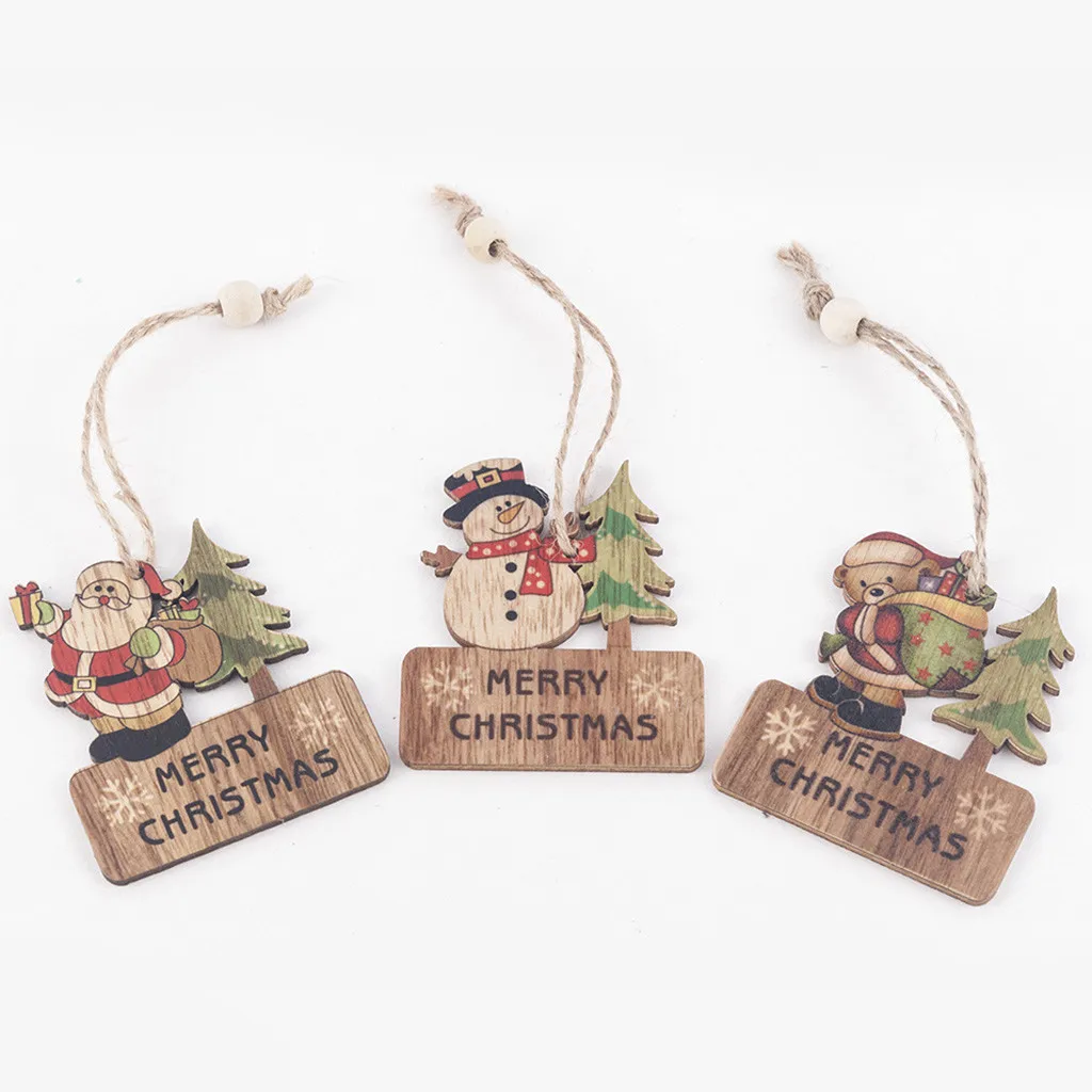 3 шт украшения для рождества деревянные рождественской елки подвесные