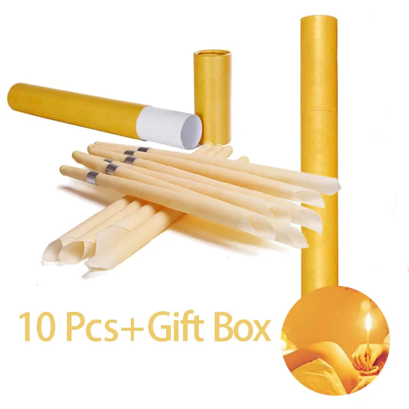 10 Pcs Ear Candle Coning Natural Beewax Ear Candling Therapy Ear Treatment Ear Wax Removal Healthy Care Tool Ear Care Free Ship
