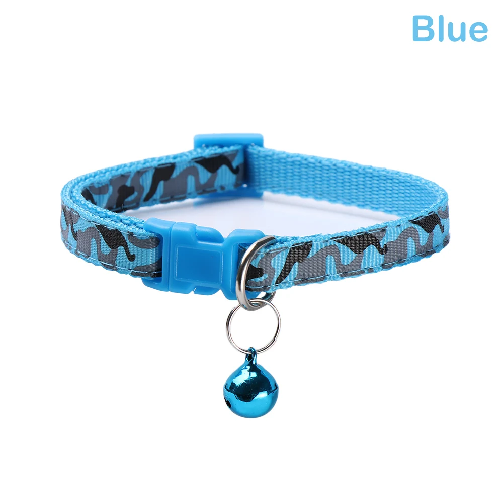 blue 1 шт., милый красочный Регулируемый ошейник для питомцев, шейный ремень, камуфляжный галстук, поводок, кошка, щенок, колье с колокольчиками, цепь для котенка, товары для домашних животных - Цвет: blue