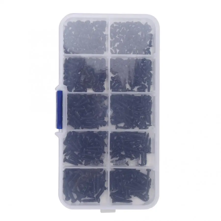 520PCS M2 M2.6 Black Carbon Steel Self-tapping Screws Woodworking Fastener self tapping screw