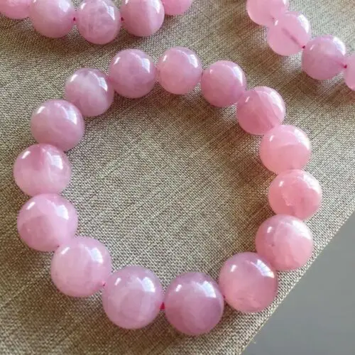Braccialetto Da Donna In Quarzo Rosa Naturale Rosa Madagascar Quarzo Rosa Elasticizzato 11Mm 12Mm 13Mm 14Mm Perline Tonde Braccialetto Gioielli Aaaaa