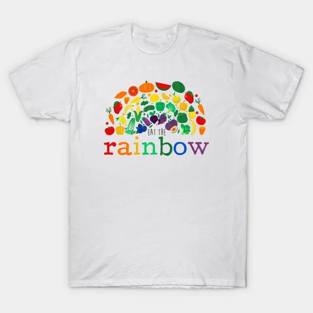 Мужская футболка Eat the Rainbow Vegan Вегетарианская растительная диета Футболка