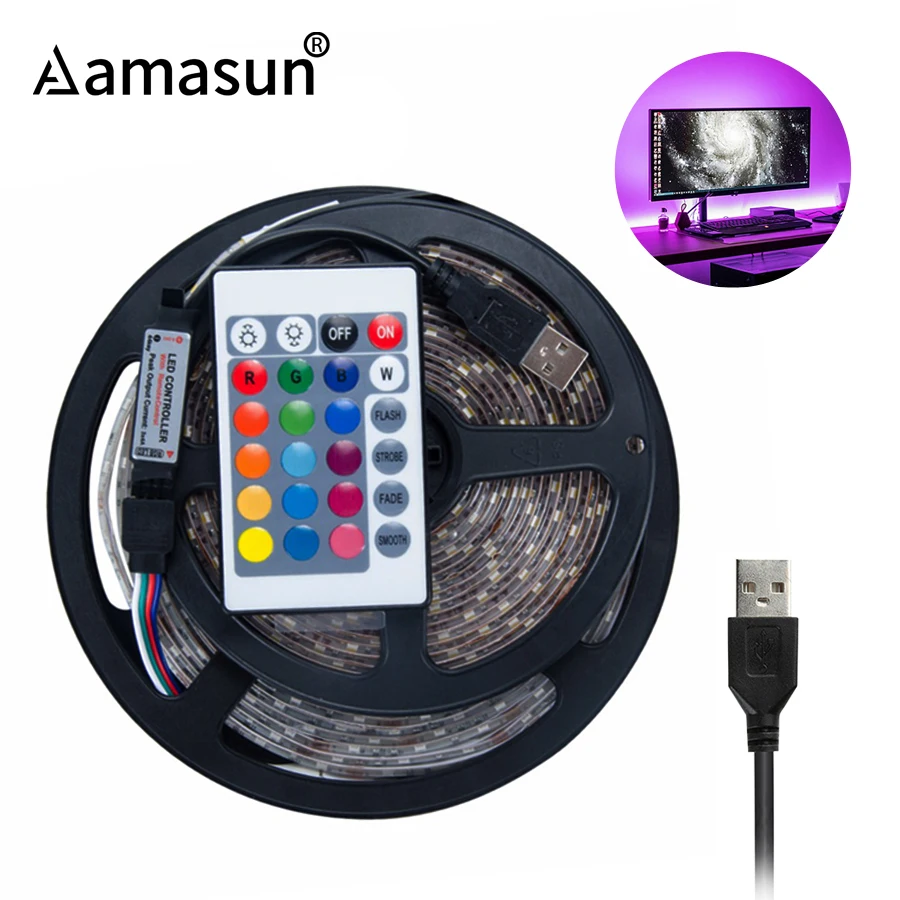 Водонепроницаемая Диодная RGB Светодиодная лента 2835 SMD 0 5 M 5V USB гибкий светодиодный