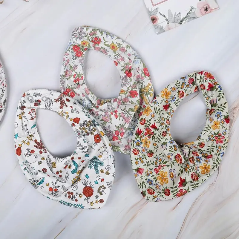 European And US stytle Baby Bibs Cotton Linen Four-layer Waterproof Triangle Drop-shaped Bibs Burp Cloths Baby Care Accessories (2)