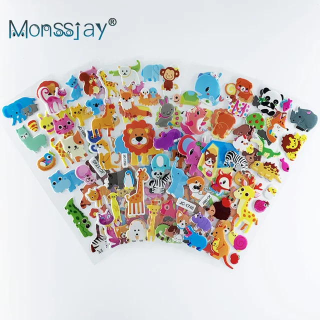 8 Sheets/Set Waterproof Cartoon Zoo Animals Stickers Kids Notebook Decoration Scrapbook Sticker Toy For Children Boys Girls 1