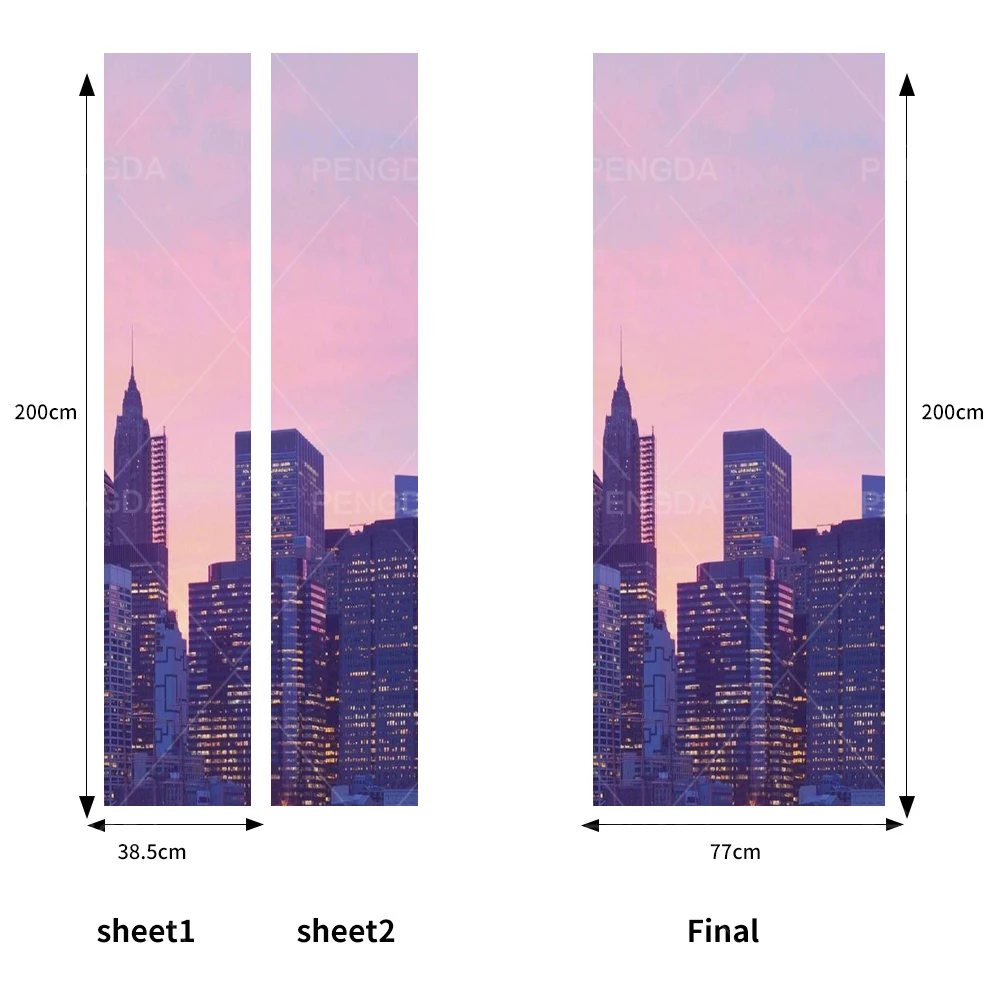 Печать самоклеющиеся Diy художественная картина Нью-Йорк вид на ночной город 3D наклейки для спальни декор двери водоотталкивающие Обои Обновления наклейки