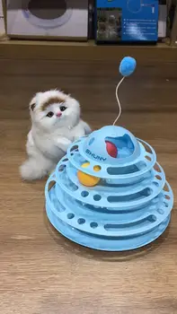 

SHUNY Cat Toy Cat Tracks 4 Level Towers of Circle Track Roller with Moving Balls Interactive Play Kitten Fun Mental Physical Exe