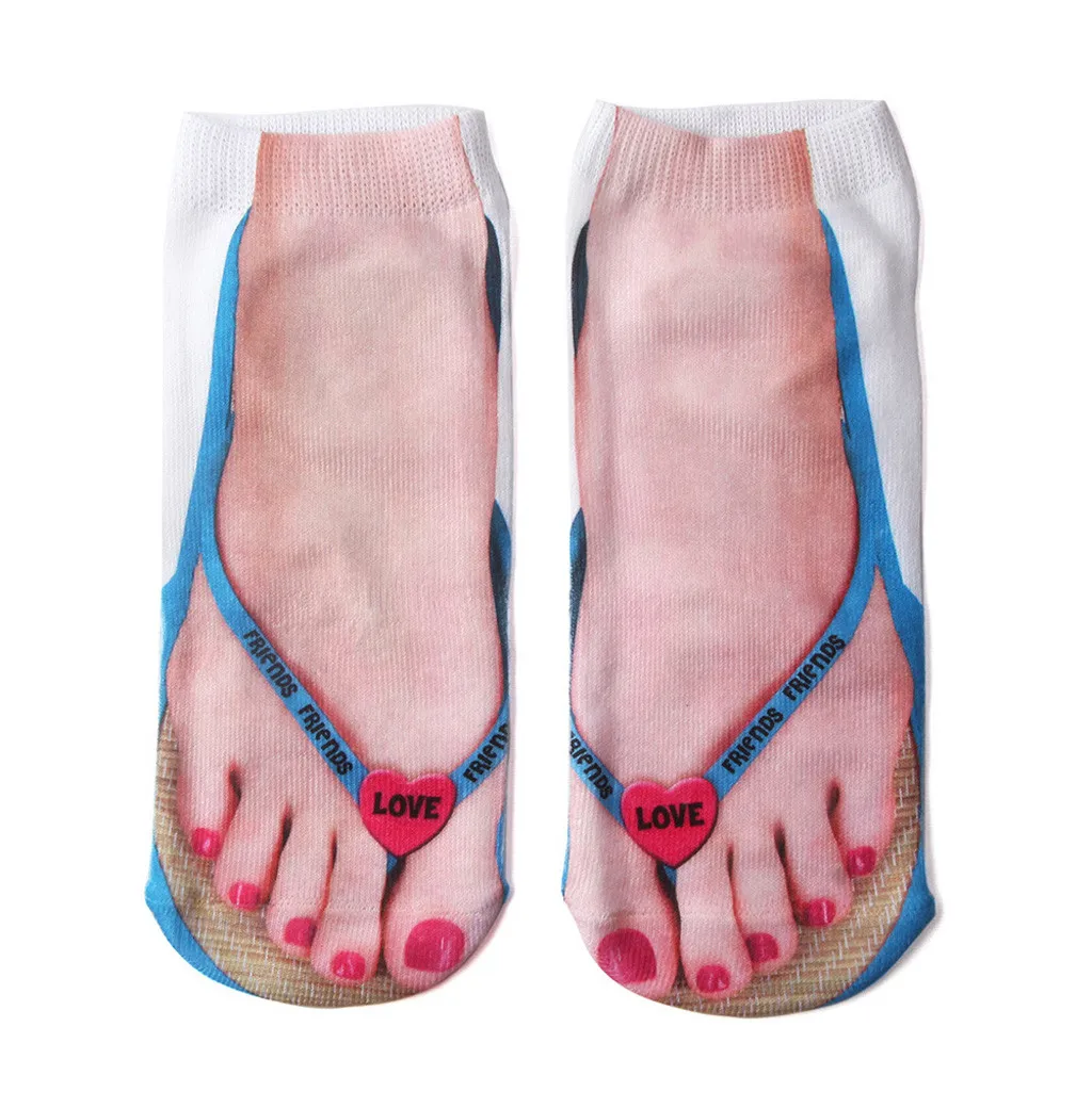 Pale Flip Flops Photo Print Ankle Socks