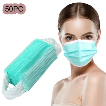 

50PC Disposable Face Maks Industrial 3Ply Ear Loop Breathable Non-woven Faceshield Dustproof Mouth Covering masque#Y20