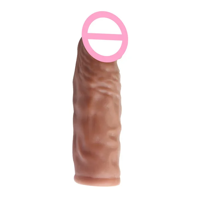 Realistic Penis Extension Cock Sleeve Reusable Silicone Penis Enlarger Delay Condoms For Men Dildo Enhancer Sex Toys - Pumps and Enlargers image image