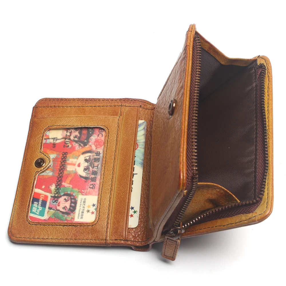 RFID Blocking cartera de cuero cepillado para billetera cuero cepillado de capa superior importada, monedero puro Retro hecho a mano| Carteras| -