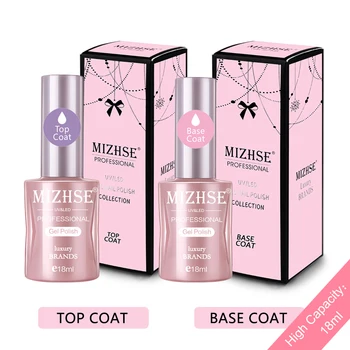 

MIZHSE 2pcs Nail Gel Top Coat and Base Coat for Nail Vernis Semi Permanant UV LED Lamp Fast Air Dry Soak Off Gel Polish Lacquer