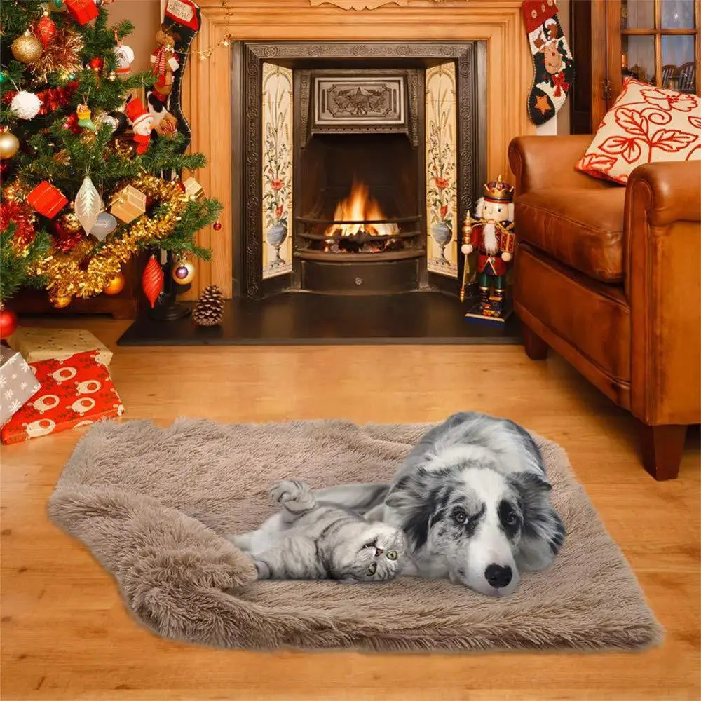Fluffy Calming Dog Bed Mat Pets Stuff Bedding Dog Kennel dog Blanket
