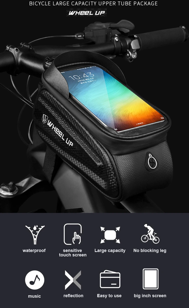 iphone 7 waterproof case WHEEL UP Rainproof Bicycle Bag Frame Front Top Tube Cycling Bag Reflective 7.0in Phone Case Touchscreen Bag MTB Bike Accessories iphone 7 plus case