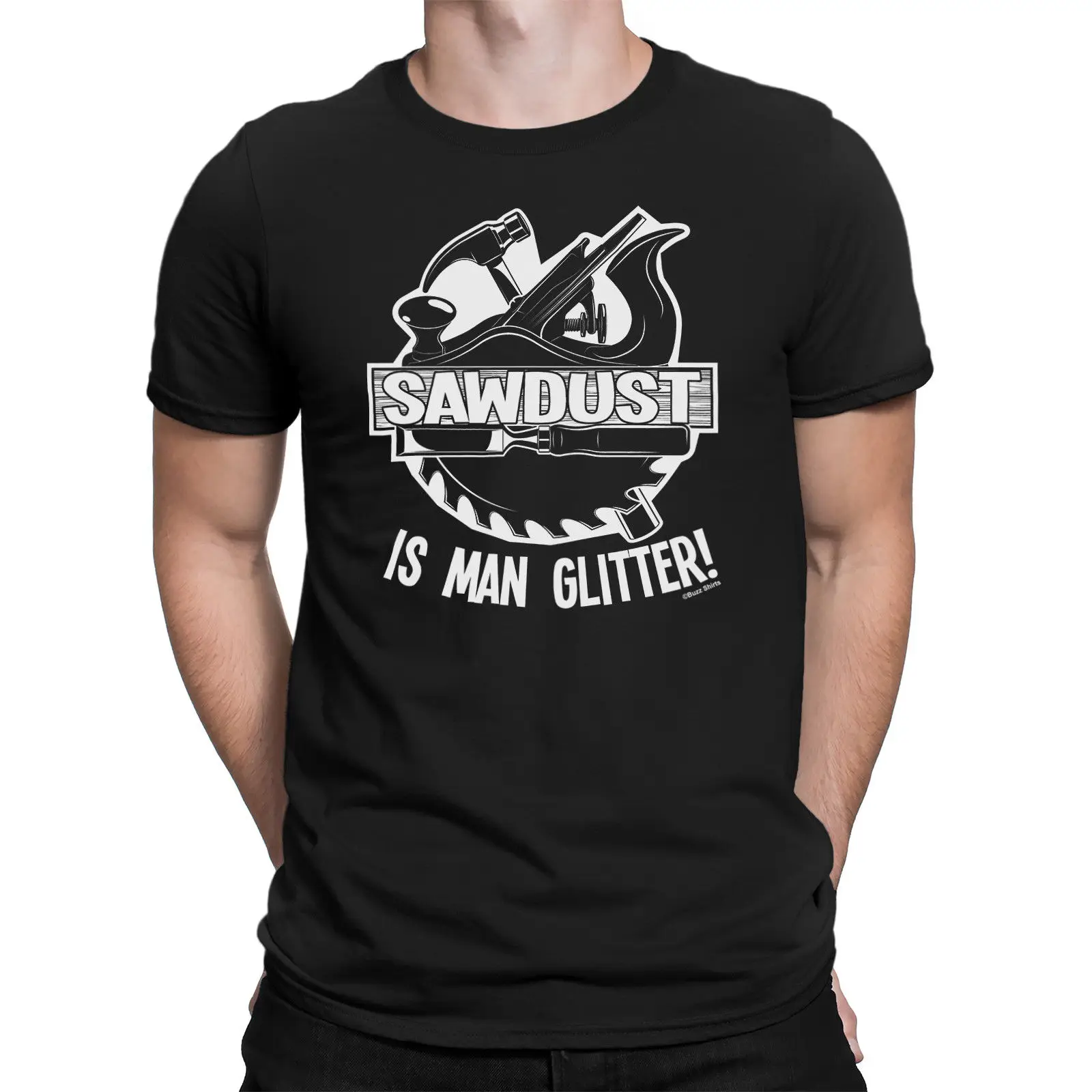 Mens T-Shirt SAWDUST Is Man GLITTER Funny Builders Tools Joke Men'S Short Sleeve T Shirt Cotton Fashion | Мужская одежда