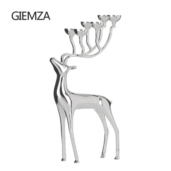 

GIEMZA Candlestick Elk Candelabrum Deer Holder 1pc Christmas Wedding Gift Home Decoration Lantern for Candle Cage Metal