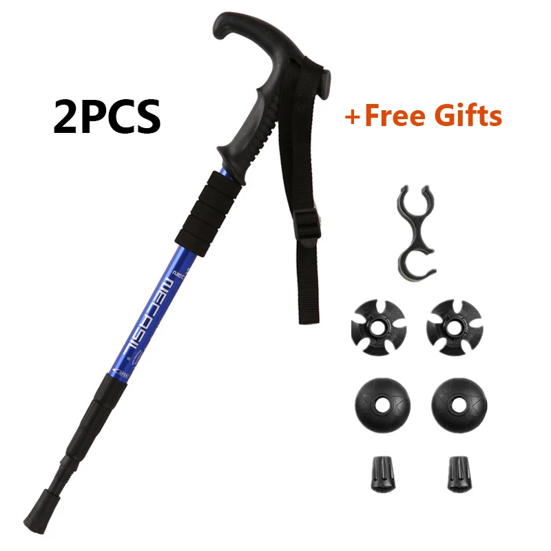 03 Vertvie 2pc Outdoor Trekking Sticks Hiking Walking Stick Nordic Cane Aluminum Ski Camping Telescopic Baton Hiking Light - Цвет: 03
