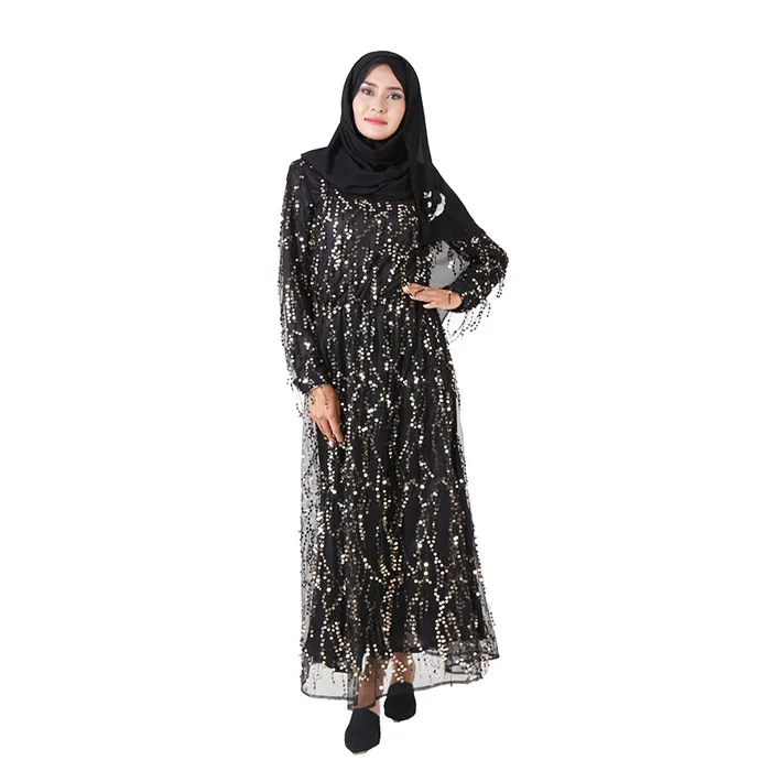 Fashion Tassels Sequins Islamic Clothing Muslim Turkish Luxurious Dresses Abayas for Women Abaya Dubai Bangladesh Dress - Цвет: Black Gold