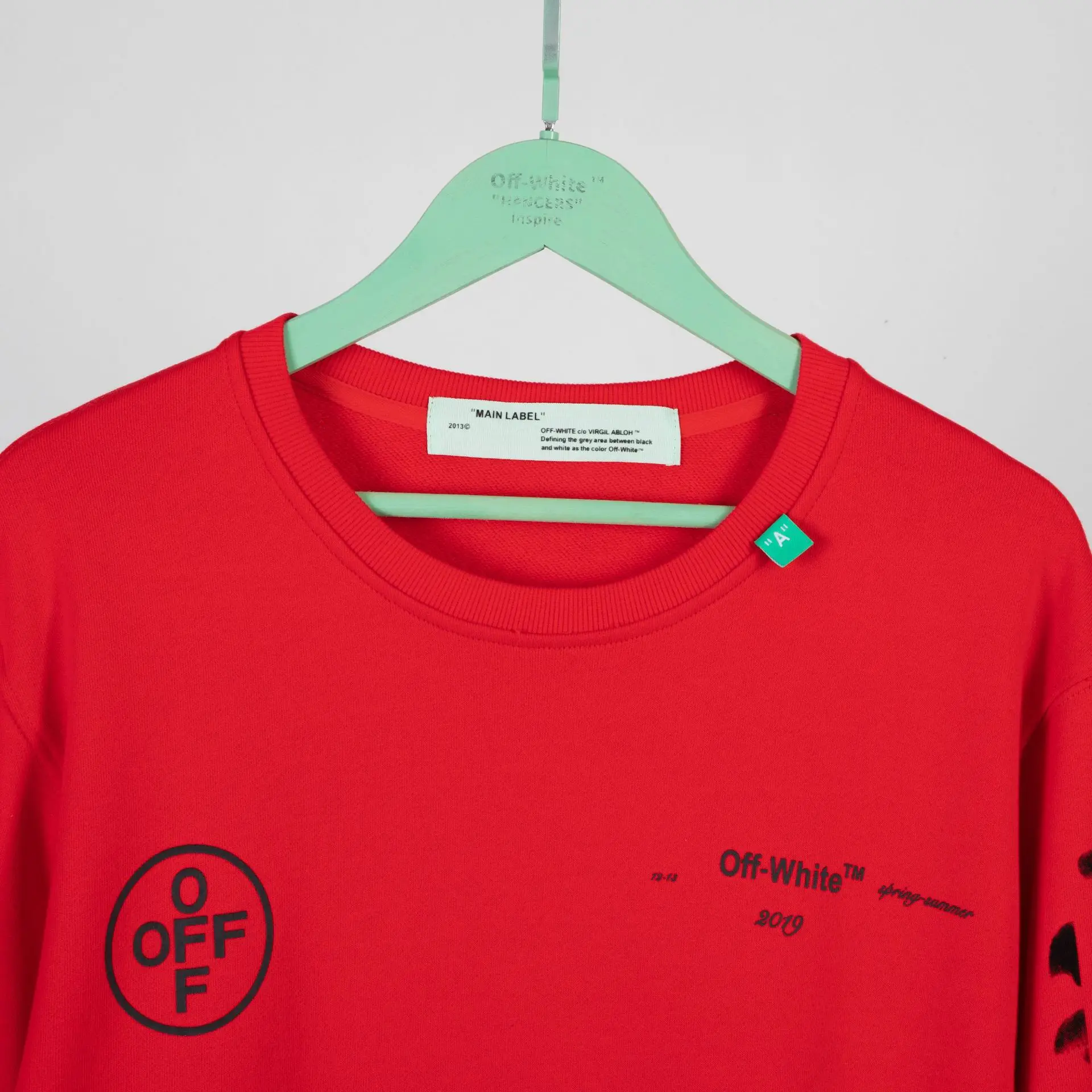 OFF-WHITE OW Весна и лето 99 лет краска пара мужская хлопковая толстовка с круглым вырезом