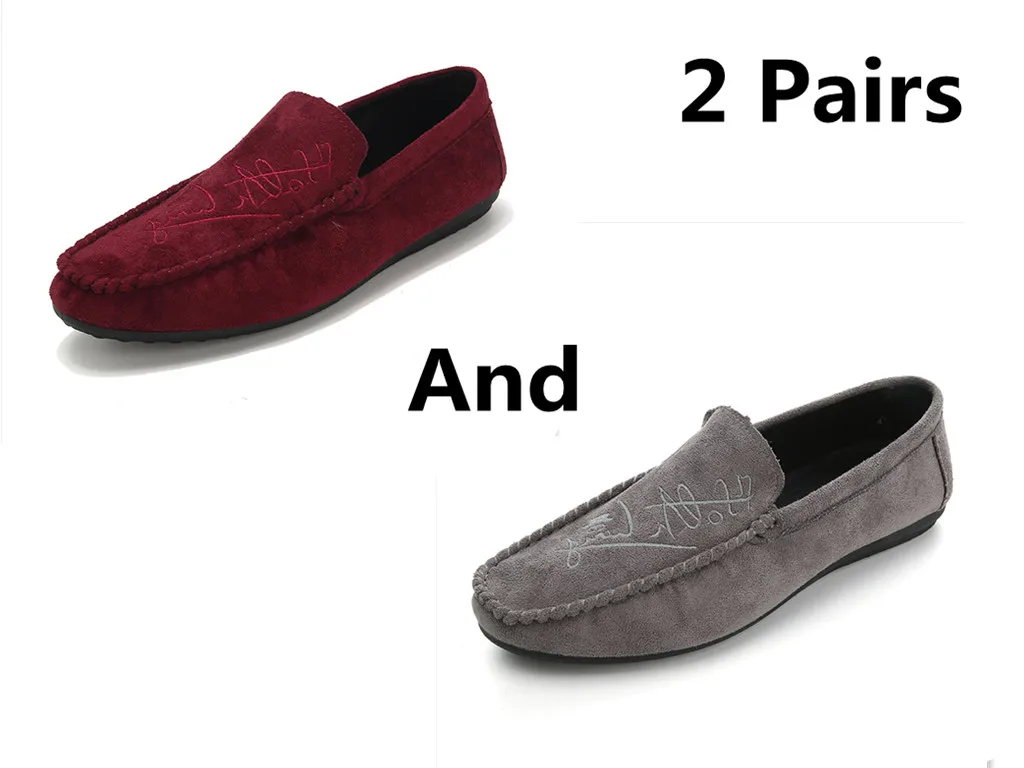style 11 Большие размеры 39-44; мягкие удобные мужские лоферы для отдыха; парусиновая Классическая обувь на плоской подошве для вождения; лаконичные туфли без застежки в стиле ретро; 2 пары - Цвет: style 11