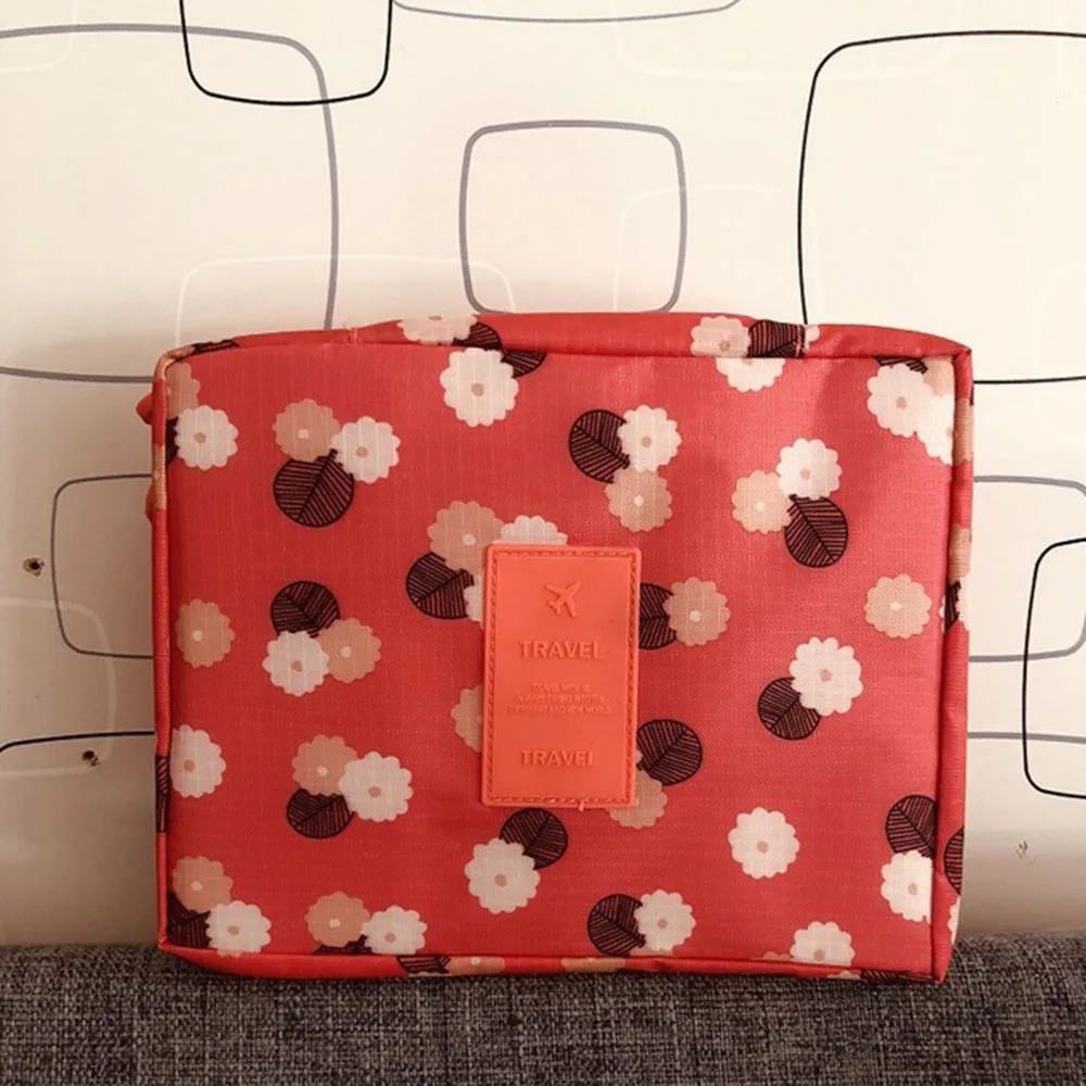 watermelon red flowe Женский косметический корейский органайзер для путешествий, многофункциональная косметичка - Цвет: watermelon red flowe