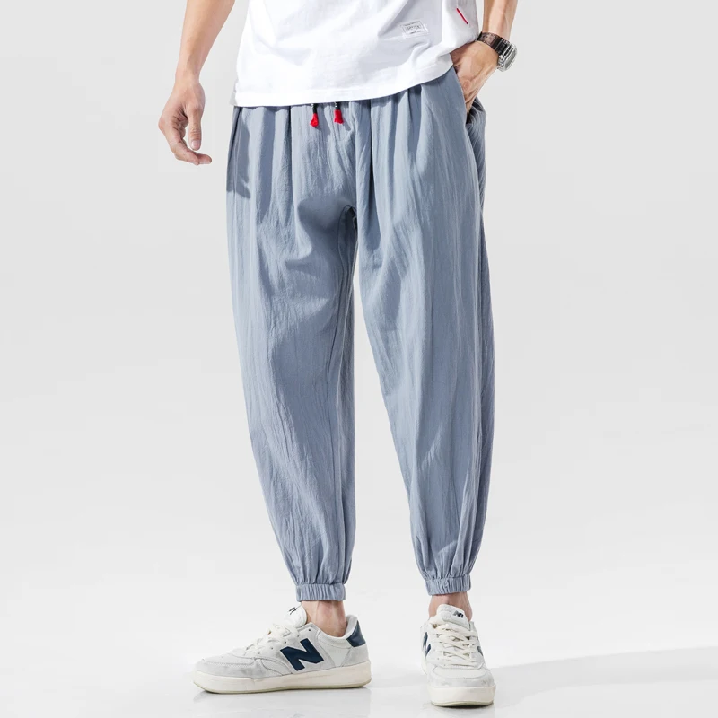 High quality Men Harem Pants Joggers Solid Cotton Linen Baggy Chinese Style Pants Men 2020 Casual Streetwear Trousers High quality Men Harem Pants Joggers Solid Cotton Linen Baggy Chinese Style Pants Men 2020 Casual Streetwear Trousers