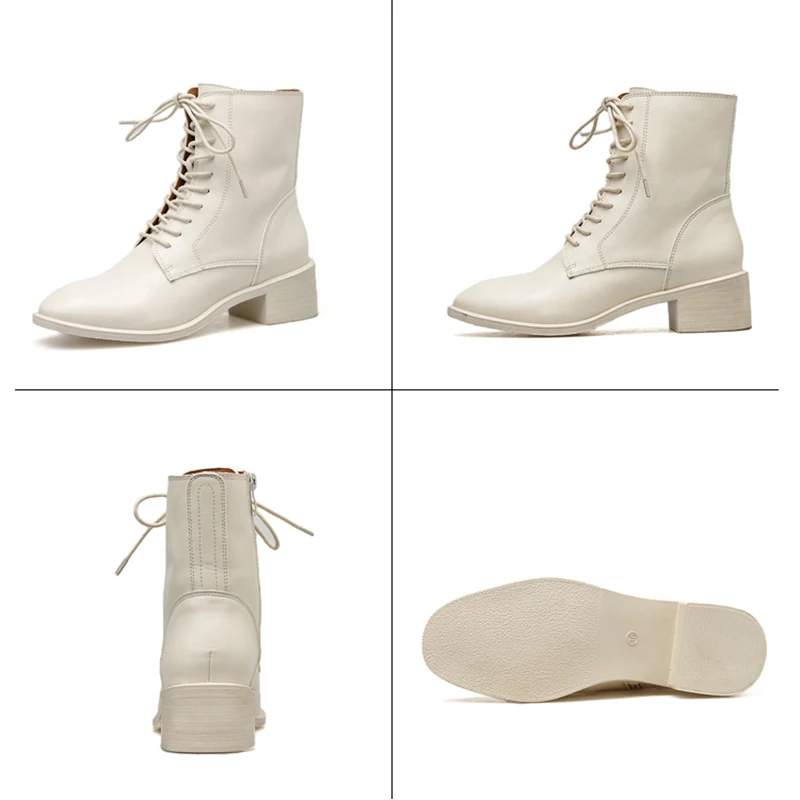 Off White/ботильоны Martens женская зимняя обувь ботинки в байкерском стиле на шнуровке