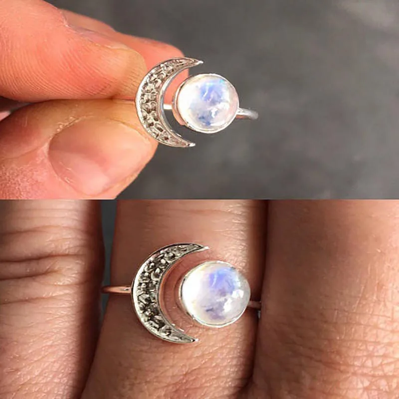 Bague Ringen 925 Серебряное Ювелирное кольцо для женщин лунный камень подарки на свадьбу и день рождения Юбилей открытие регулируемые Вечерние