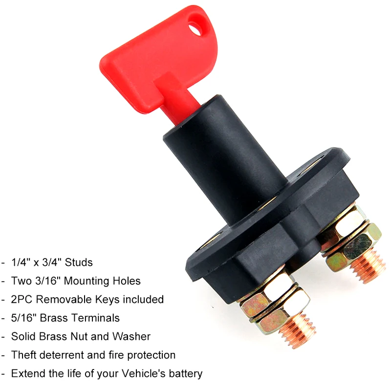 Автомобиль Лодка Грузовик батарея отсоединить роторный силовой изолятор отрезать выключатель с 2 клавишами+ 2 терминала для морской ATV автомобильные аксессуары