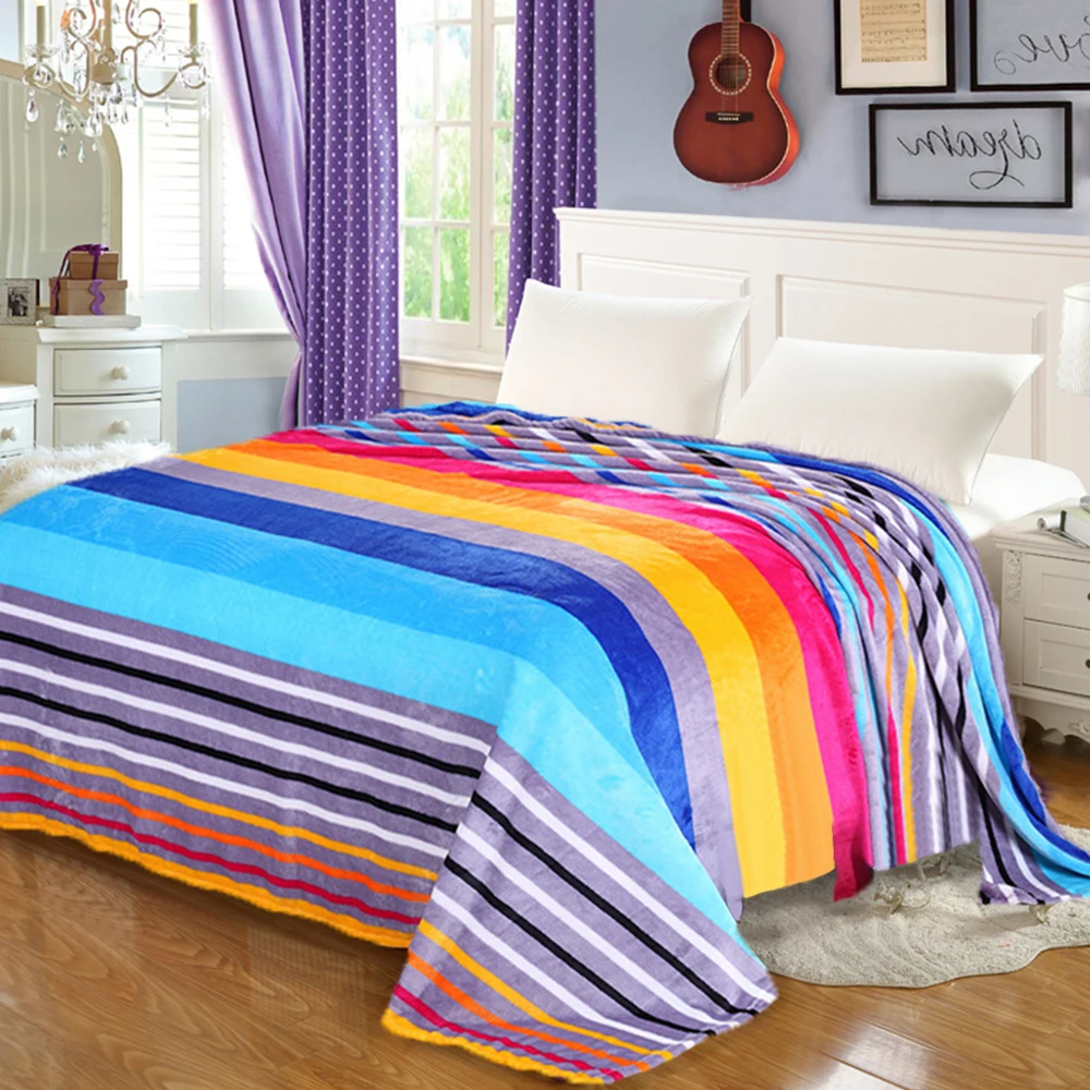 Coral Fleece Blanket on The Bed Home Adult Beautiful Color Warm Winter Sofa Travel Portable | Дом и сад