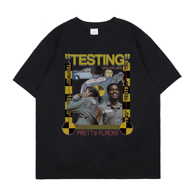 Hot Sale ASAP Rocky Portrait Graphic Aesthetics T-shirts Hip Hop Cotton Short Sleeve Loose Couple T-Shirt Casual Harajuku Tshirt Black 6