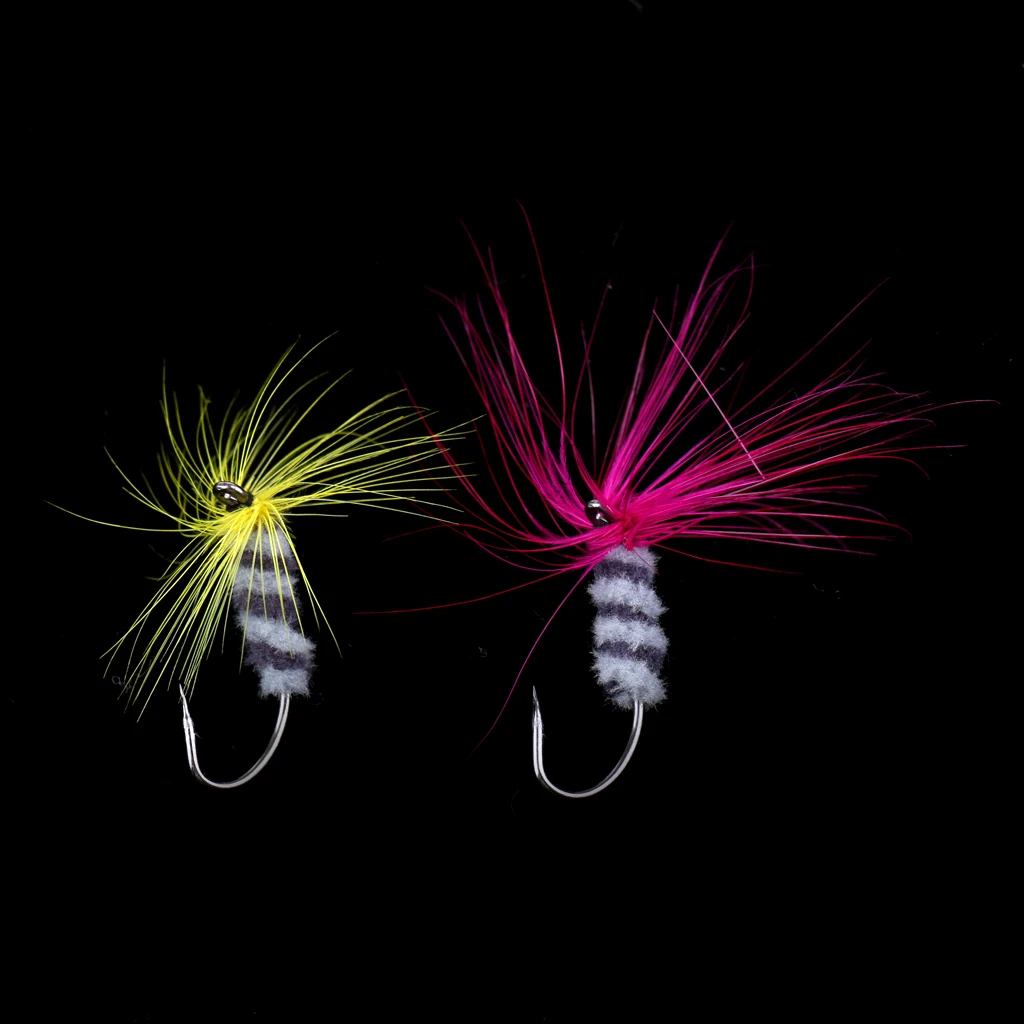 12pcs Fishing Lure Insects Salmon Trout Assortment Dry Fly Fishing Flies Stainless Steel Fishing Lures