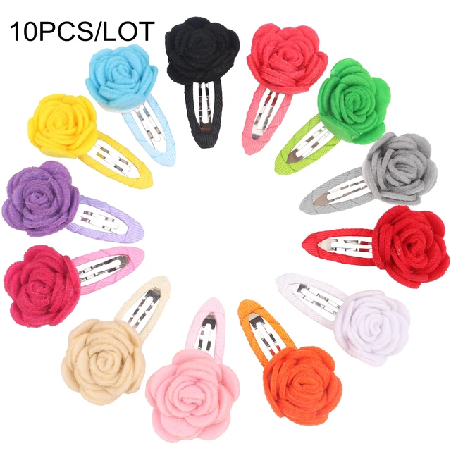 Cute 22 Colors Fashion Baby Girls Mini Chiffon Flowers Hair Clips Sweet Children Hairpins for Kids Hair Accessories K10PCSmixed