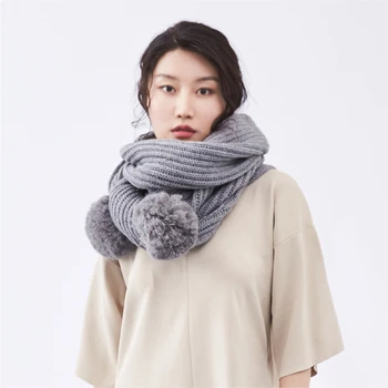 

Knitted Wool Scarf Ball Neck Neck Anti-cold Versatile Shawl Thickened Warm Personality Fur Fashion New Inner Mongolia 2020fxfurs